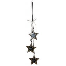 Χριστουγεννιάτικα Ξύλινα Αστεράκια Μαύρα με Χρυσές Ρίγες (36cm)